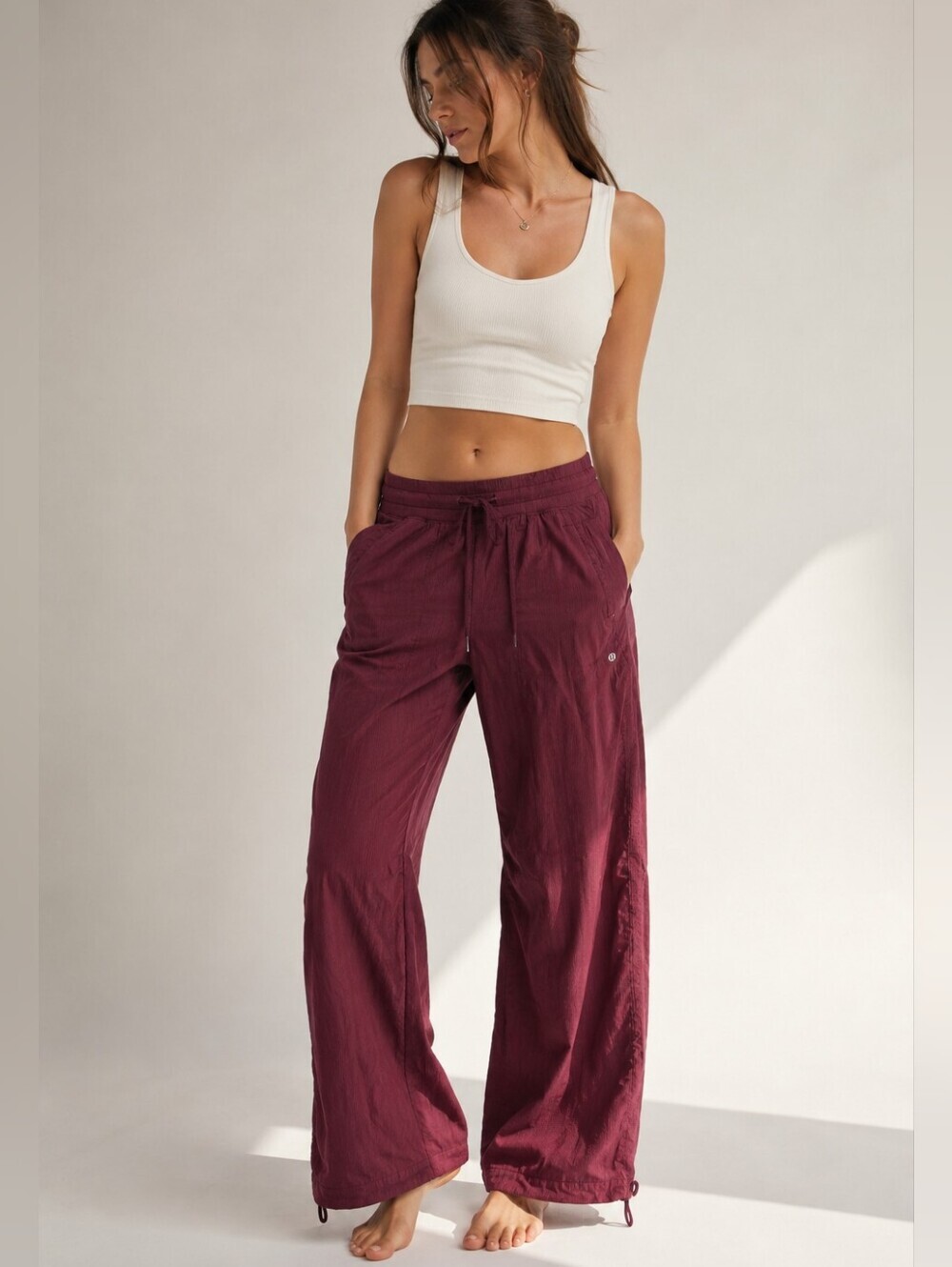 Lululemon Dance Studios Pant Burgundy Size 2 Wide Leg Adjustable Hem - Picture 1 of 12